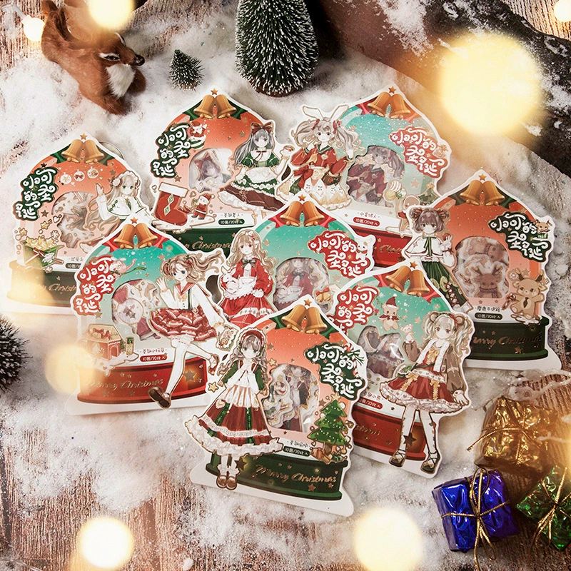 Половина помидора и Бумажной Наклейки Маленькая Рождественская серия Романтический праздник DIY Ручной счет Декоративные наклейки 8