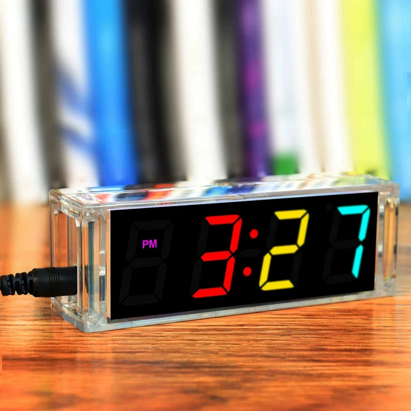 Colorful digital clock making kit electronic DIY bulk LED digital tube alarm welding 51 single -chip machine