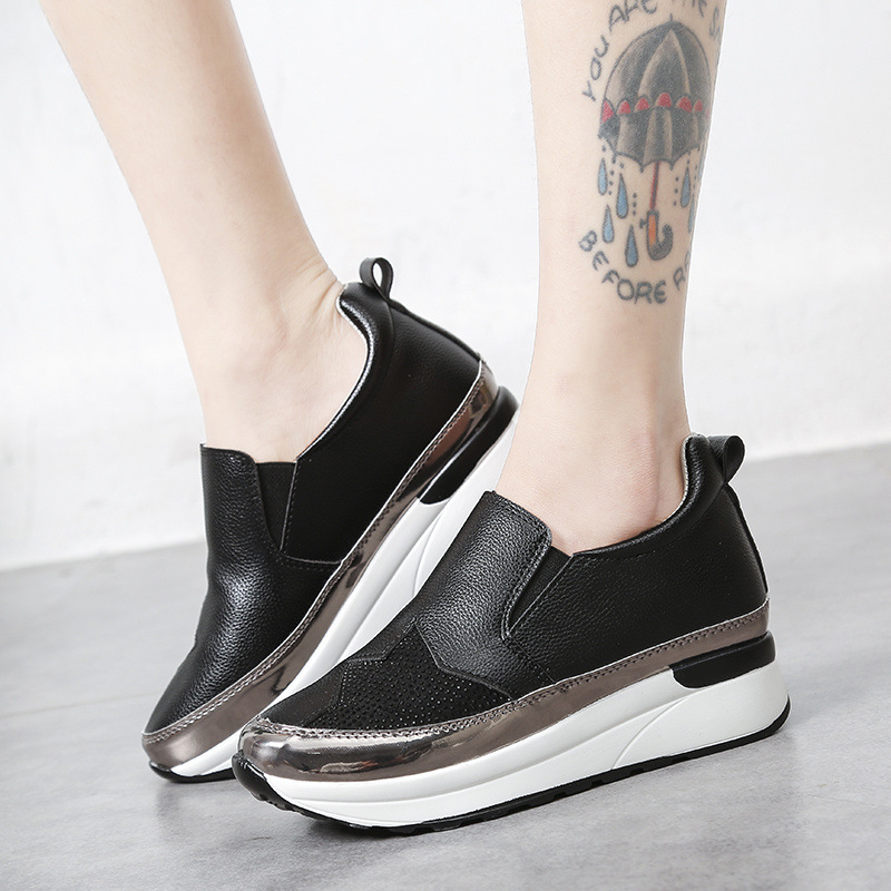 Low casual footwear with rhinestones wedge heel