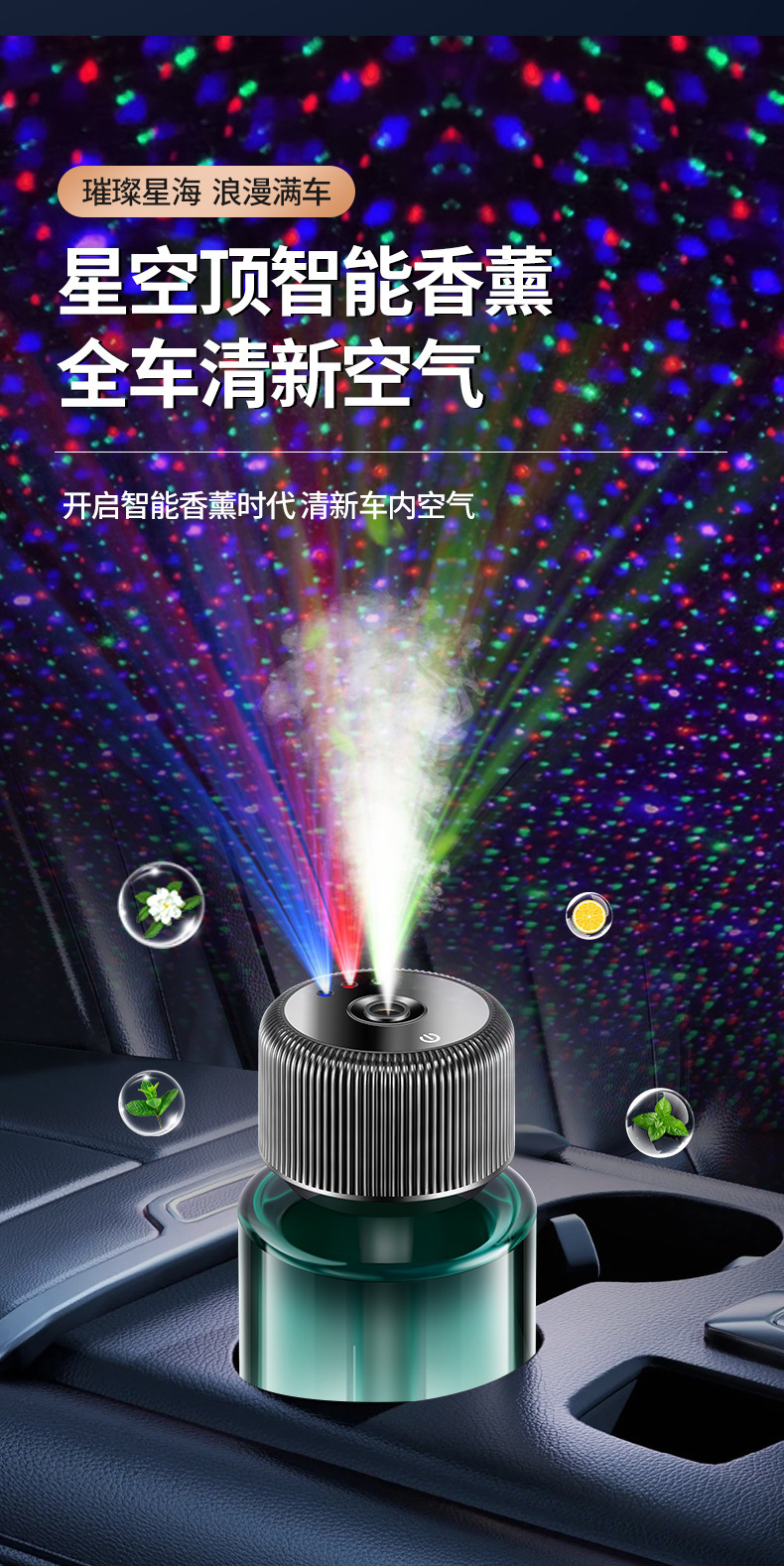 Car Aromatherapy Perfume Starry Sky Lamp Car Start and Stop Car Interior Supplies Car Light Fragrance High-End Car Fragrance