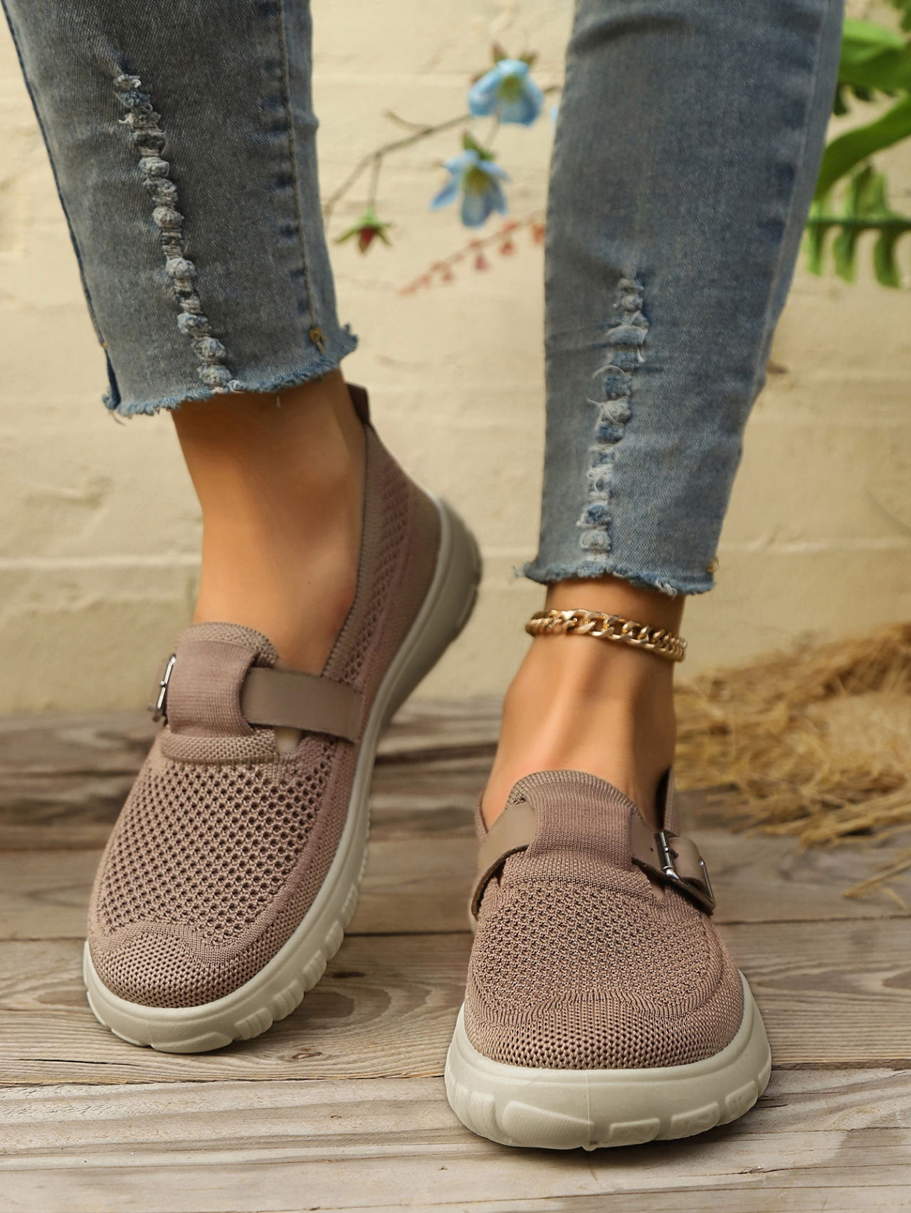 Women's Breathable Mesh Platform Slip-on Casual Shoes For Ladies_voghion.com