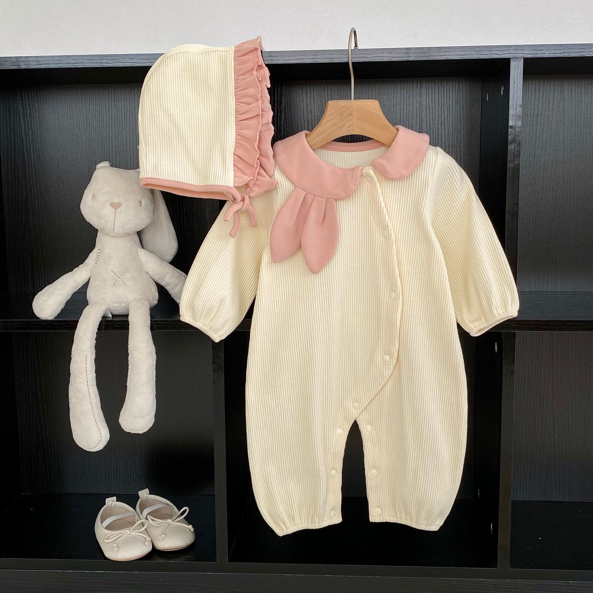 Baby Girl'S, Baby Boy'S Gender Basic Stripe Solid Color Cotton Girls Jumpsuits