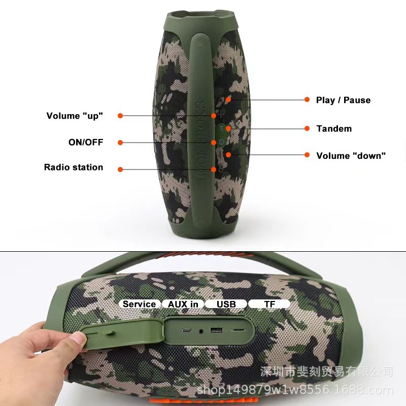 Boomsbox tres generaciones de altavoces Bluetooth inalámbricos subwoofer pesado sonido al aire libre portátil