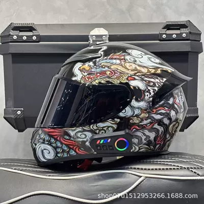 Motosiklet kaskı (dəbilqə) — Motorcycle Riding Safety Helmet - chinese-dragon-black-mirror-new-bluetooth-s-head-circumference-52-53-weight-45kg-or-less