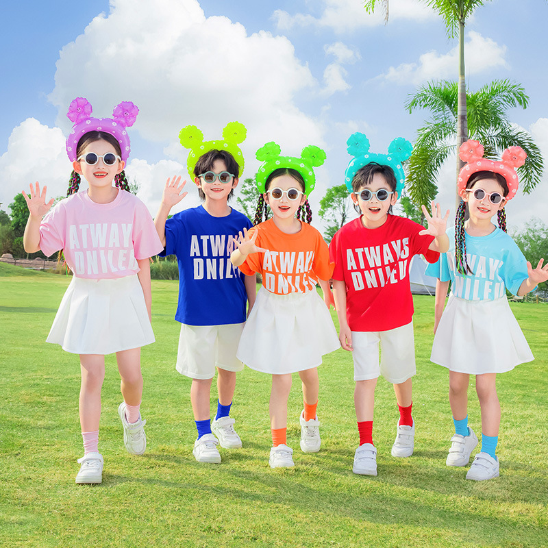 幼兒園園服夏裝六一兒童啦啦隊演出服小學生運動會畢業班服表演服