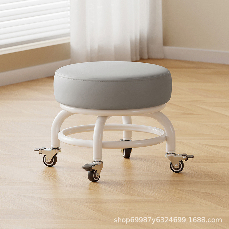 Rueda universal taburete pequeño polea doméstica taburete redondo para cambiar zapatos limpiador taburete bajo con artefactos mágicos para niños pequeños taburetes silenciosos