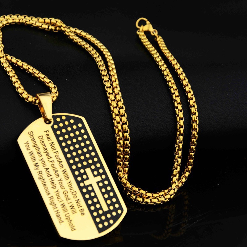 Collana con pendente lettera croce personalizzata in acciaio_voghion.com