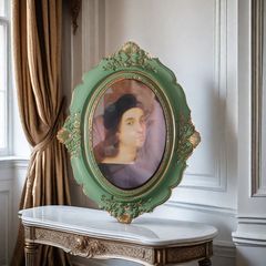 European light luxury oval frame decorative painting living room Monet oil painting abstract landscape entrance mural niche art hanging painting