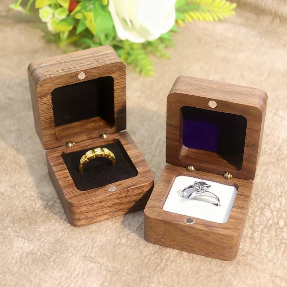 Коробка для колец, упаковочная коробка из черного ореха, на заказ, из красного палисандра, сапеле, красного дуба, белого дуба, агумона, коробка для хранения