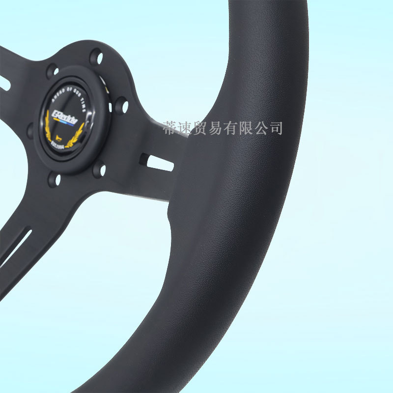 Factory direct sale GREDDY modified 14inch genuine leather steering wheel, personalized universal concave three-color stripe embroidered steering wheel