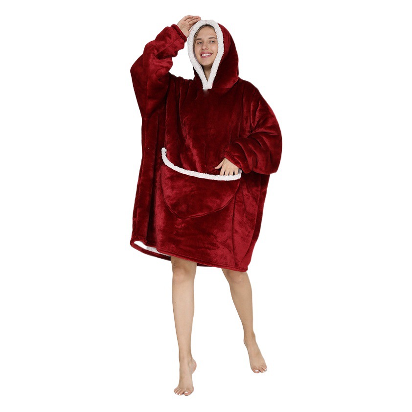 Transfronterizo manta perezosa lana de cordero suéter de franela manta de TV con capucha ropa perezosa al aire libre pijamas calientes