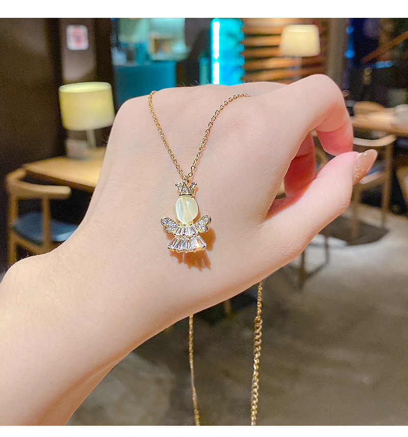 Fashion Little Angel Titanium Steel Inlaid Zircon Necklace Wholesale display picture 1