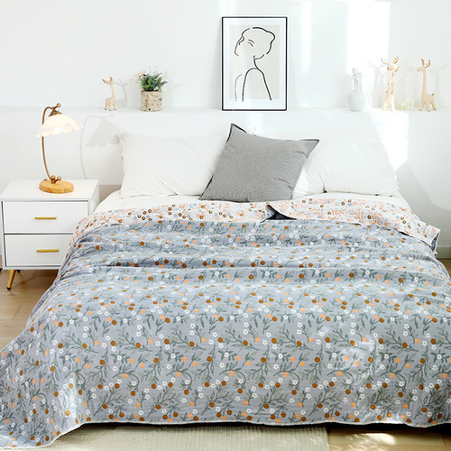  New Four-layer Gauze Lace Bed Cover Summer Cooling Quilt Nap Blanket Air Conditioning Blanket Pure Cotton Sheet Dual-Purpose