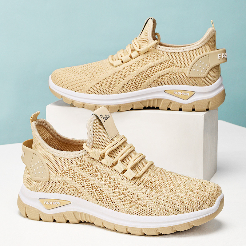 运动鞋女款秋季跨境大码shoes飞织透气休闲鞋纯色百搭女鞋批发|undefined