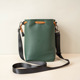Camera storage bag - pine green, medium + black shoulder strap, can be worn on one shoulder or crossbody