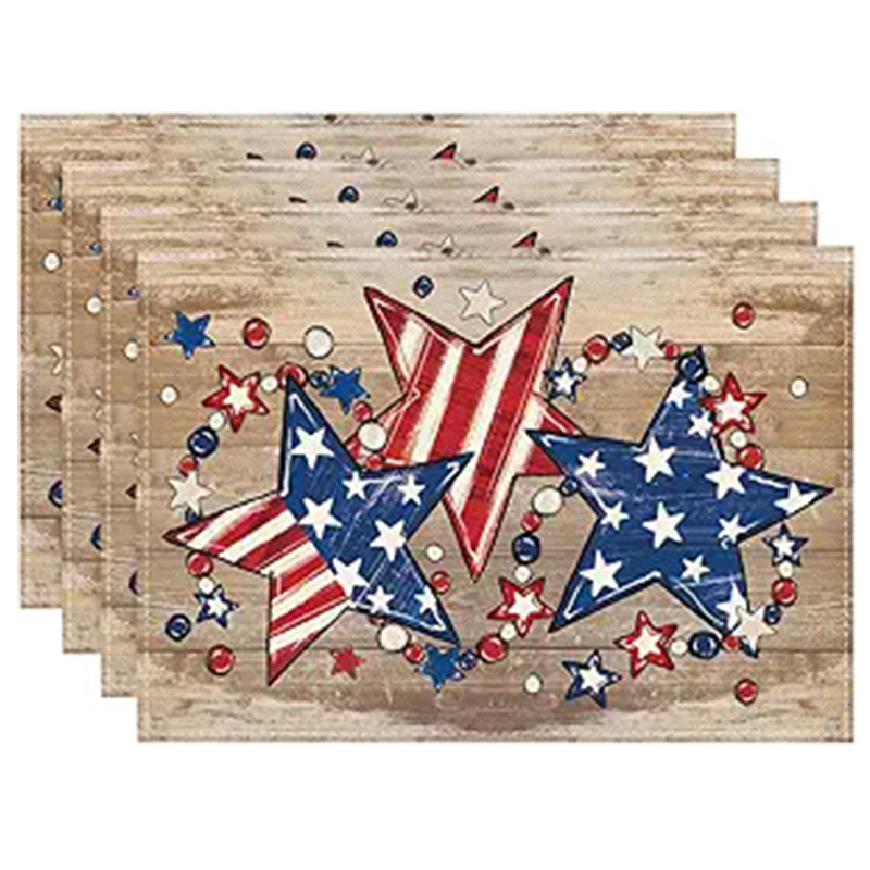 Transfronterizos lino almohadilla de mesa Aliexpress TEMU Amazon almohadilla de mesa cuadrada búfalo rojo almohadilla de Navidad Día de la Independencia