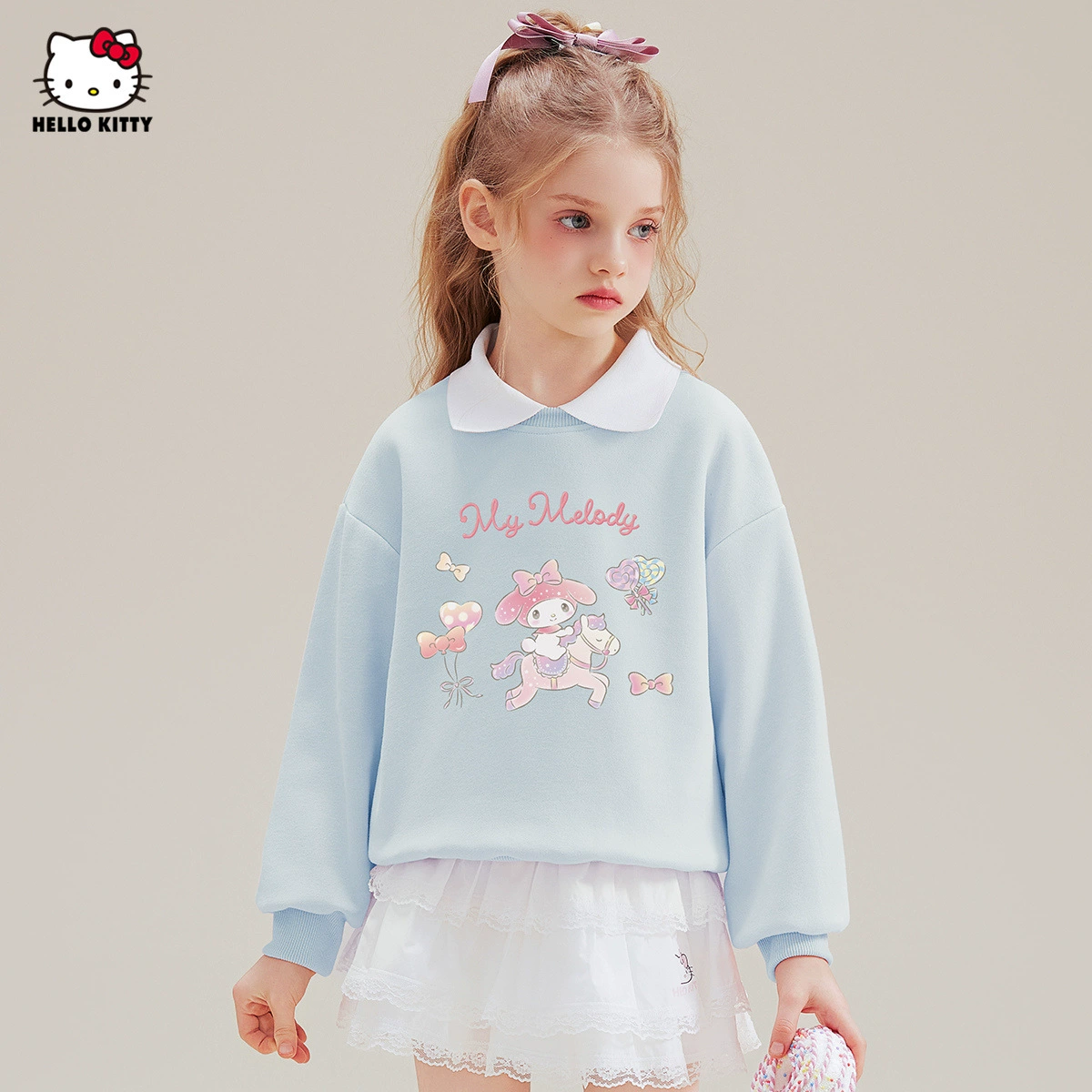 HelloKitty Hello Kitty Girls Meltty ip свитера с принтом 2025 новый топ для детей
