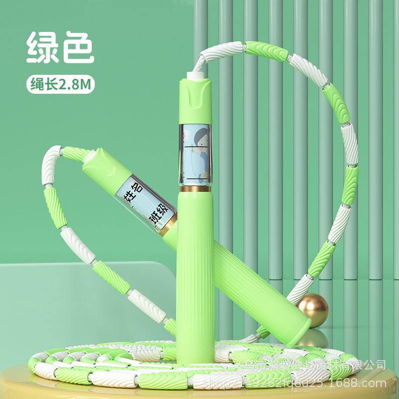 新しいセグメント化された子供用署名可能な竹製小学生試験特別なフィットネス竹製縄跳びロープ、柔らかいビーズロープでコーティング|undefined