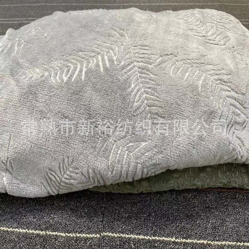 2021新款双面法兰绒压花系列树叶法兰绒压花家纺服装面料厂家批发