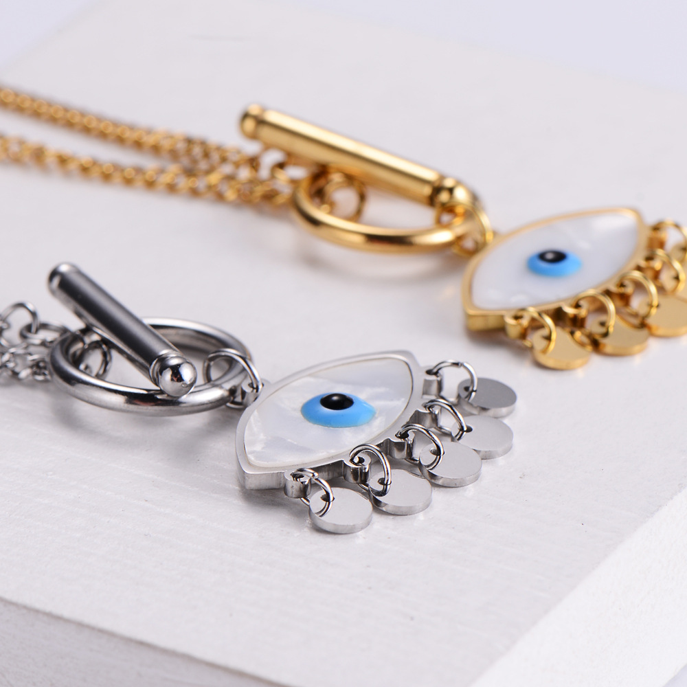 Stainless Steel Jewelry Wholesale New Ladies Clavicle Chain Evil Eye Necklace display picture 4