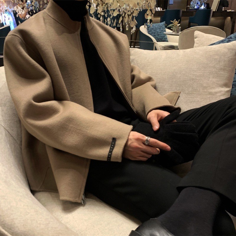 Men's Woolen Jacket With Standing Collar For Spring And Autumn_voghion.com