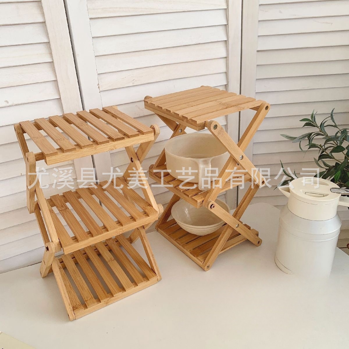 Estante de flores, estante, balcón, sala de estar, decoración de canasta verde para el hogar, estante de madera para plantas chinas, estante de almacenamiento de artículos varios pisos