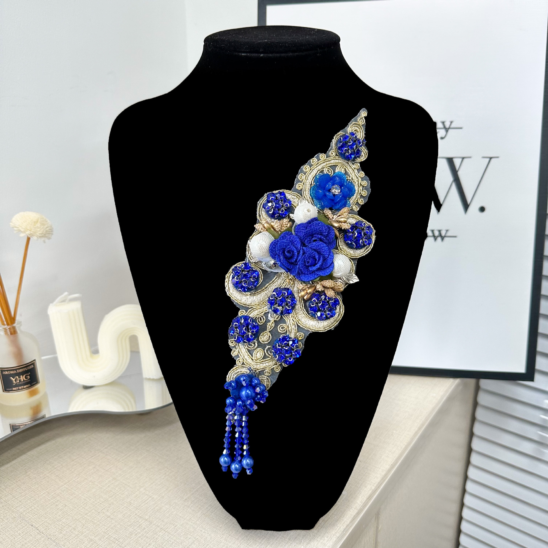 E-commerce delicado bordado clavos perlas de bordado flor de boda flor de novia ropa de decoración de estilo nacional accesorios multicolores image 1