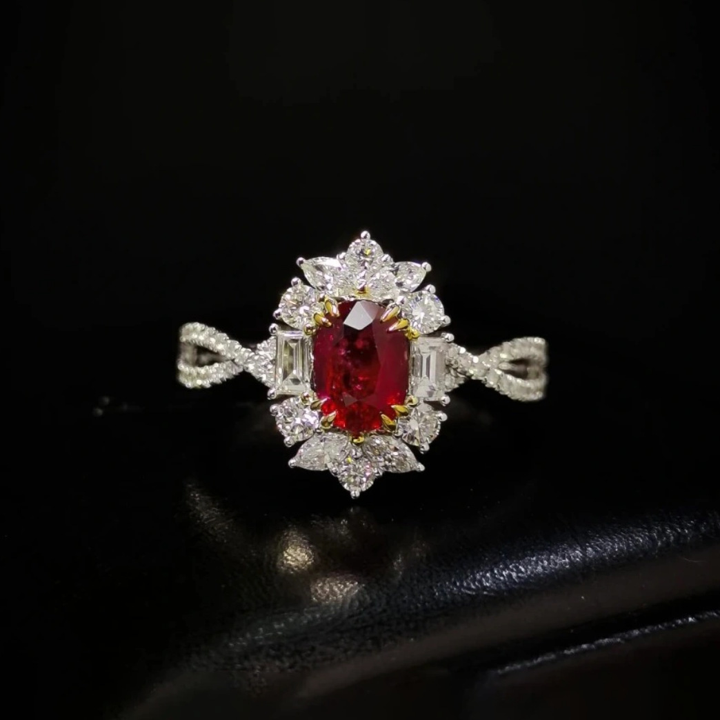 Live New 3 Carat Artificial Ruby For Women Moissanite Pigeon Egg Diamond Ring High-end Design Gemstone_voghion.com