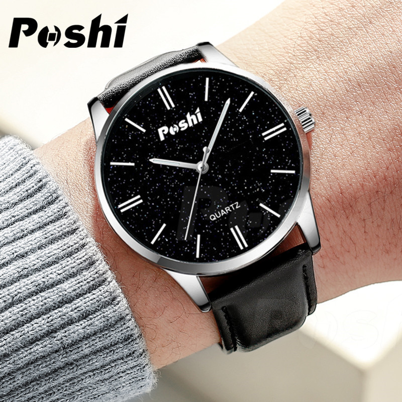 Poshi 910 moda estrellado reloj de cuarzo reloj de hombre simple casual reloj de cuarzo Correa fabricante suministro