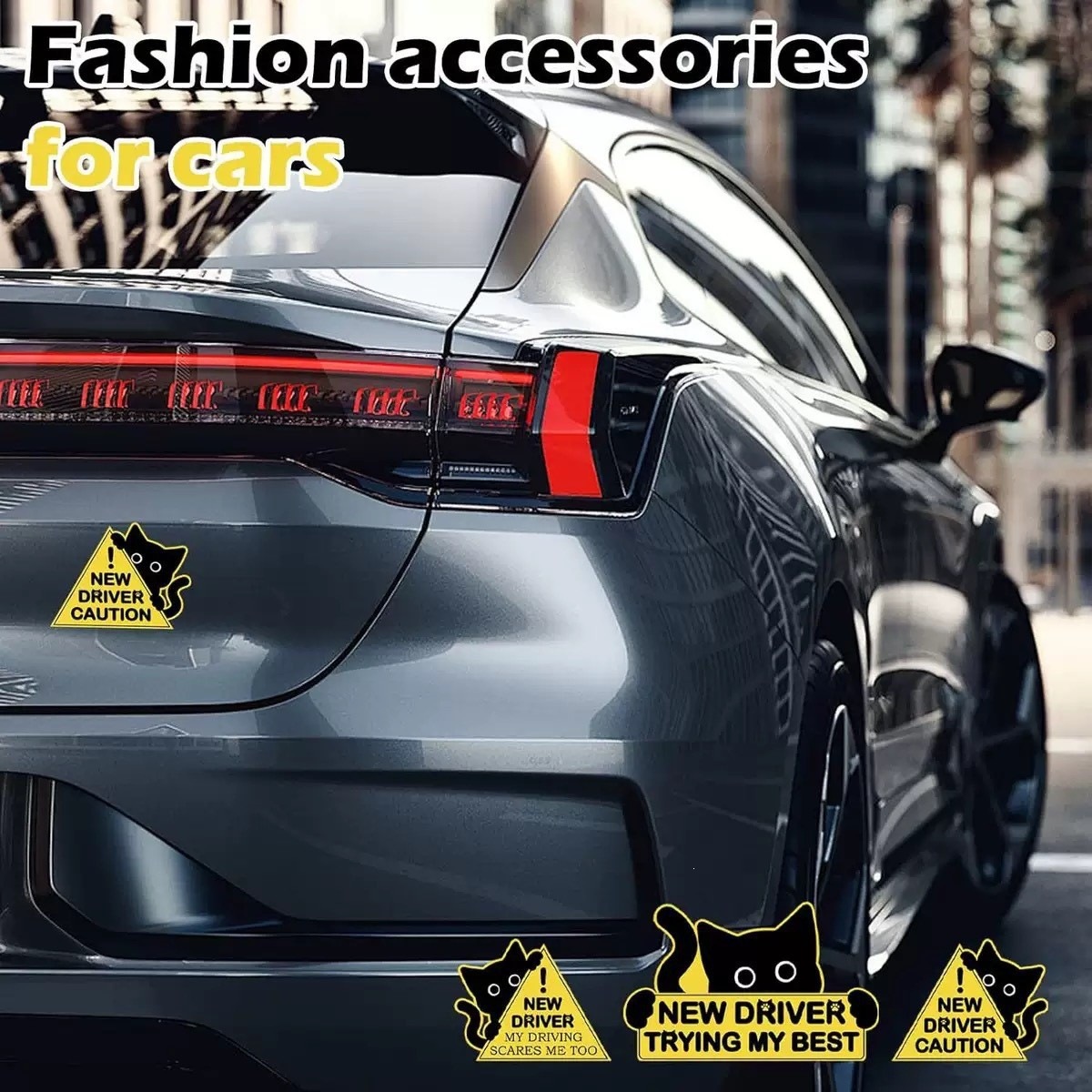 Amazon gatos negros principiantes pegatinas magnéticas reflectoras conductores principiantes pegatinas de automóviles magnéticas suaves