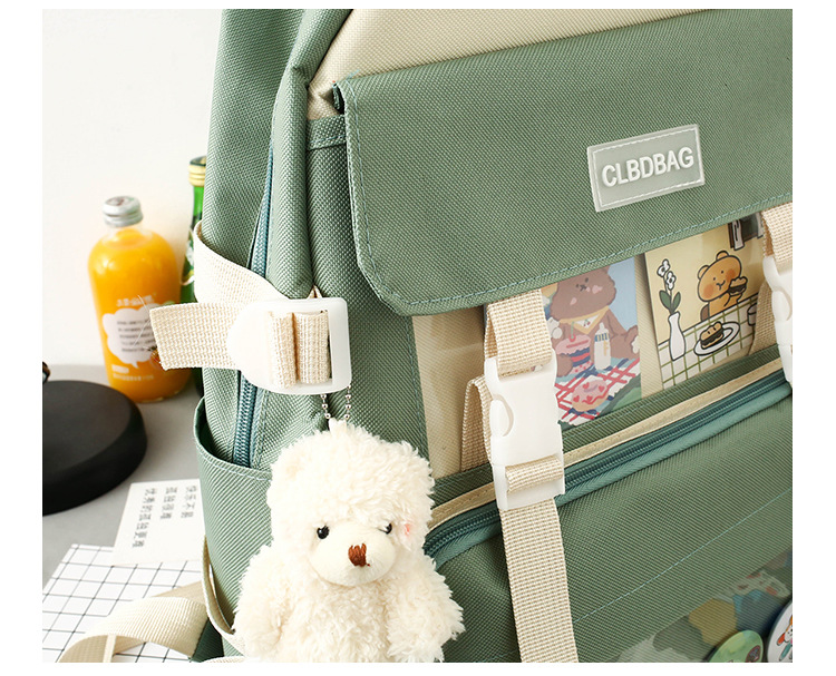 Wholesale Four-piece High Capacity Bear Doll Pendant Canvas Backpack Nihaojewelry display picture 11