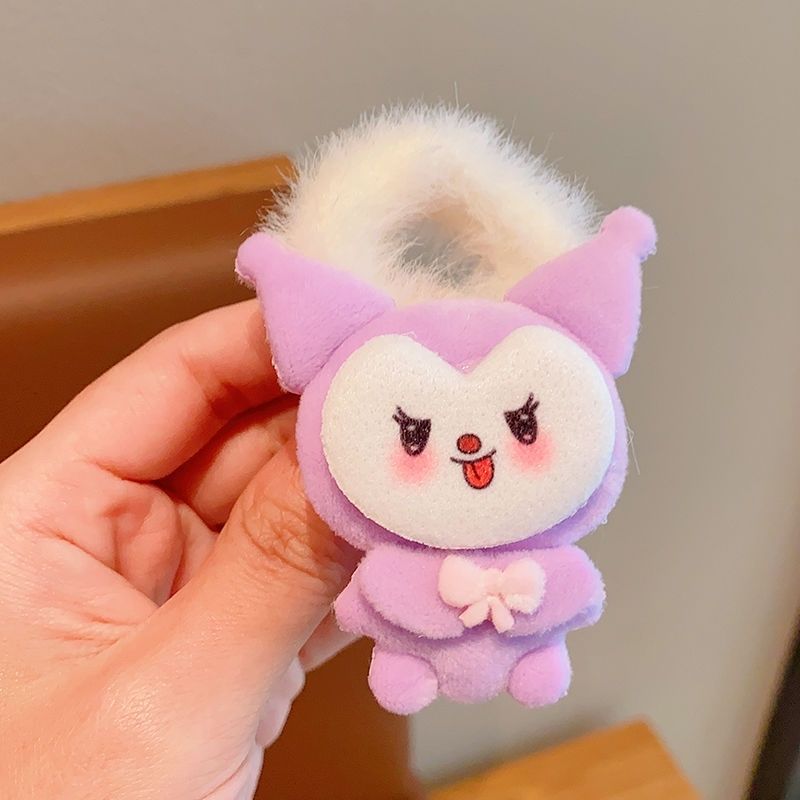 Otoño y invierno de peluche cuerda de cabeza niñas niñas de alto nivel sensación niñas jade Gui perro anillo de pelo 2024 nueva niñas pelotas correa de piel