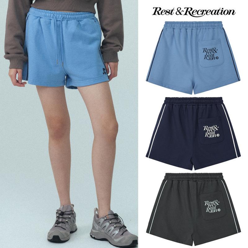 Korean Trendy Brand Rrest Knitted Sweatpants Shorts with Elastic Waist, Sports Casual Three-Quarter Pants for Women, Summer Wear, Casual and Versatile