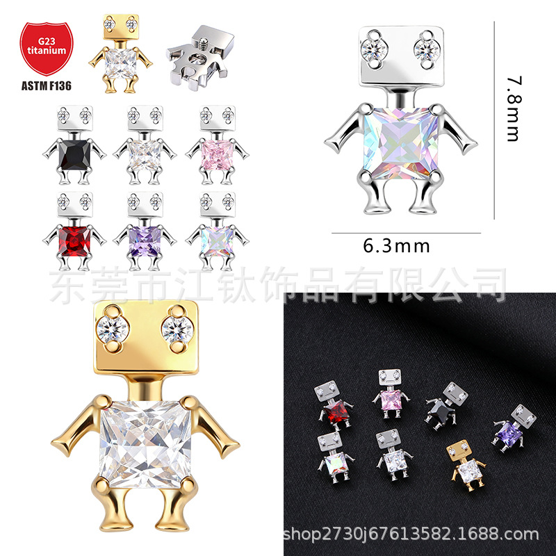 Pointed titanium steel lip stud product view