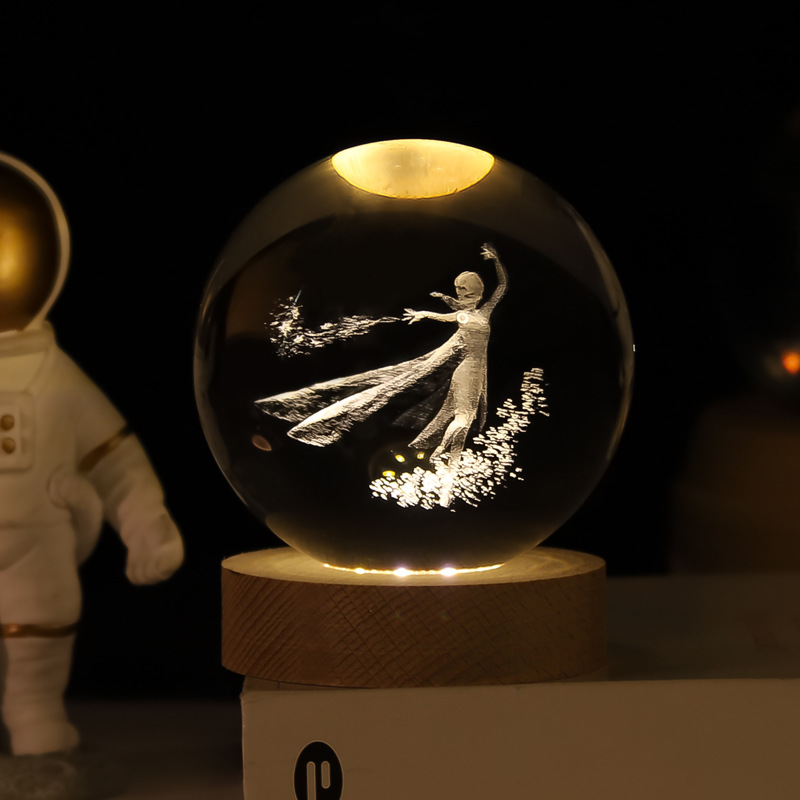 Lámpara Nocturna de Bola de Cristal 3D de Cristal Blanco, Grabado 3D e Iluminación LED, para Decoración y Regalo de Cumpleaños image 24
