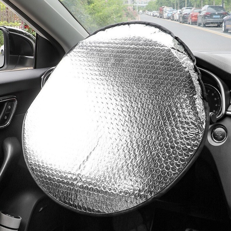 Car Neutral Steering Wheel Sunshade Cooling Steering Wheel Heat Shield Aluminum Foil Steering Wheel Cover Steering Wheel Sun Visor
