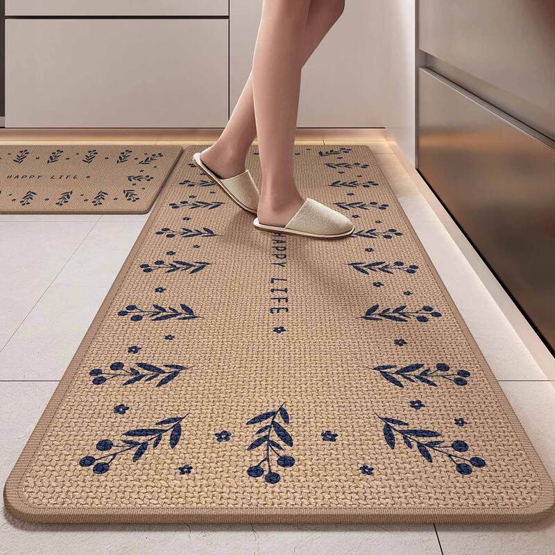 简约长条防滑脚垫子耐磨耐脏亚麻硅藻泥地垫厨房专用吸水吸油垫子|undefined