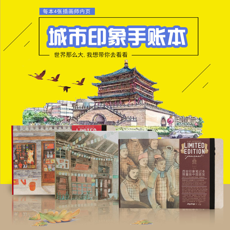 城市印象旅行笔记本创意空白手账本绘画本插画旅游记录本日记本子|ru