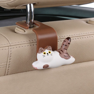Cute Cartoon Striped Cat Car Seat Hook Car Rear Seat Back Storage Decorative Hook (Car hanging) - striped-flying-cat-hook