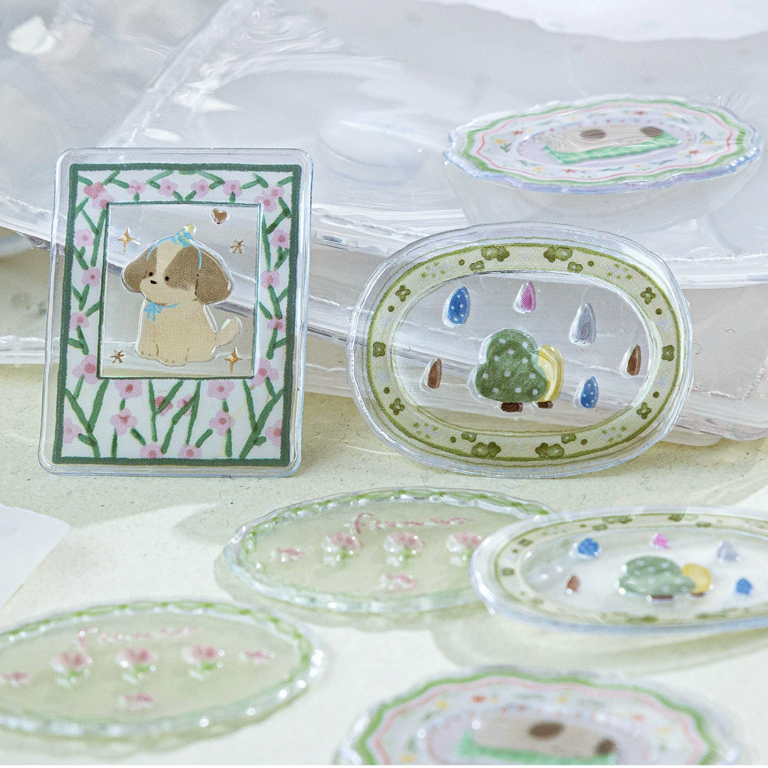 Набор наклеек Momo Epoxy Sticker Pack Sweetheart Маленькая тарелка серия Оригинальный лёгкий ретро стиль Креативный справочник Декоративные материалы Наклейки