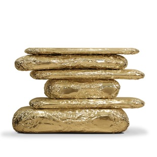 Italian Light Luxury Entrance Table Villa Creative Designer Irregular Brass Wall Decoration Table Marble Entrance Table