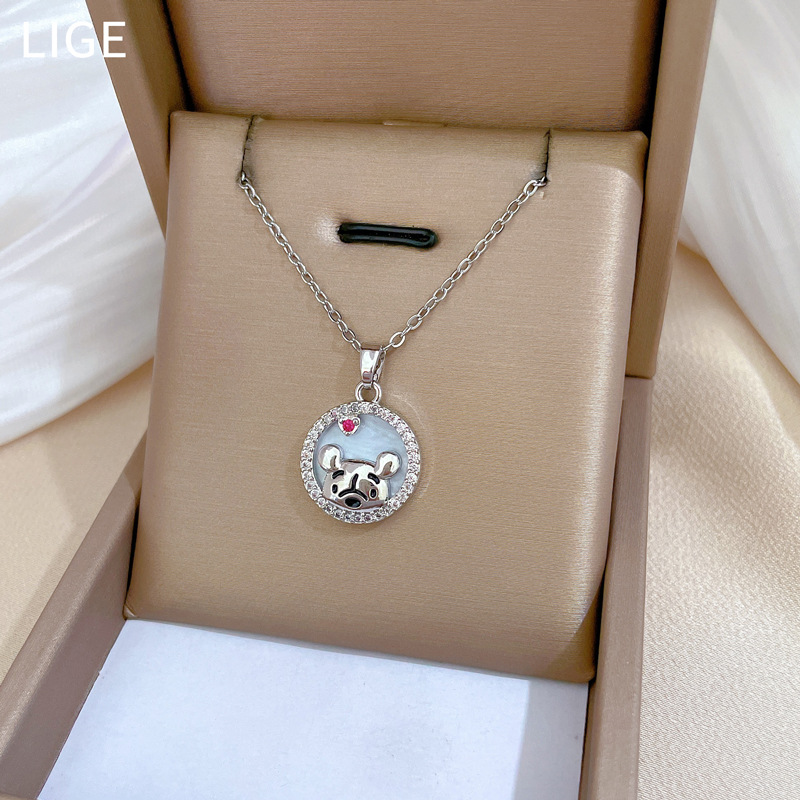 Gorgeous Bear Knot Necklace With Diamond Pendant In Titanium Steel_voghion.com