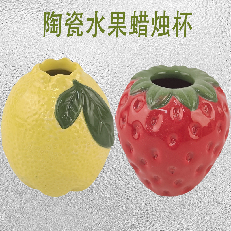 Cerámica de imitación de fresa de cerámica vasos de frutas estilo nórdico creativo encantador corazón de una niña