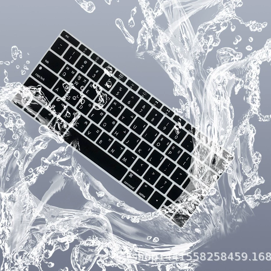 Защитная накладка на клавиатуру (Apple) для MacBook Air/Pro, корейская раскладка, совместима с диагональю 13–16 дюймов, черная