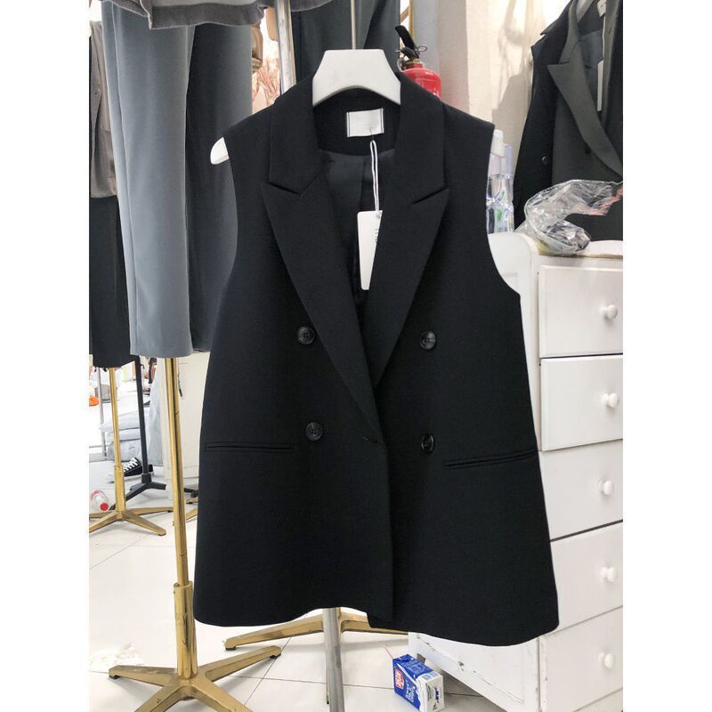 韩版简约西服黑色马甲女外套春秋休闲25新款气质无袖马夹西装外穿|undefined