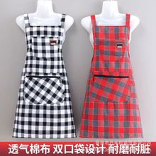 高档棉布围裙厨房做饭防油背带式围腰成人上班干活耐脏洋气工作服