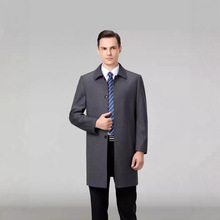 2025新款春秋季风衣外套男翻领中长款大衣休闲商务中老年男爸爸装