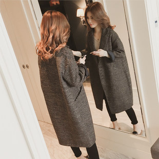 Korean 2025 Autumn and Winter New Korean Style Forest Woolen Outwear Mid-Length Harajuku Plaid Woolen Outwear for Women Winter