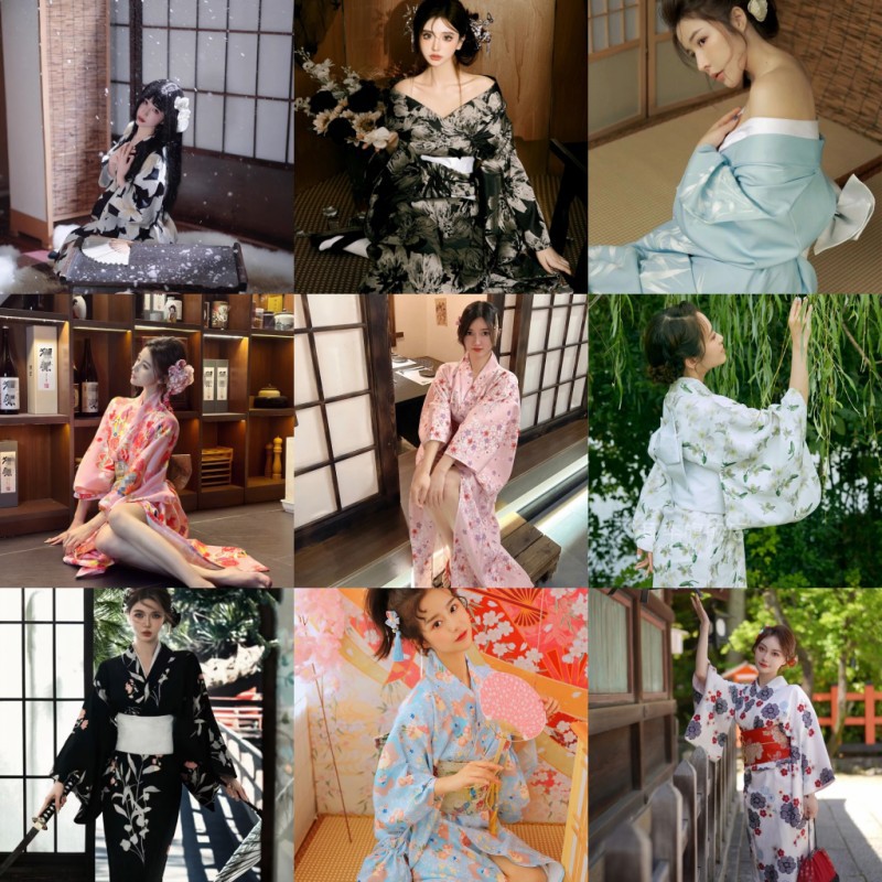 New Japanese Girl Kimono Women's Improved Japanese Bathrobe Dress Traditional Multicolor Japanese Portrait dress Wholesale