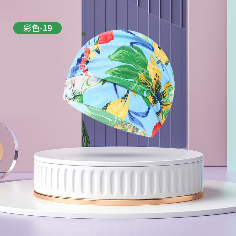 Sombrero de tela de natación adulto unisex cuidado del cabello protección del oído gorro de natación moda no-apriete cabeza plisada gorro de natación al por mayor